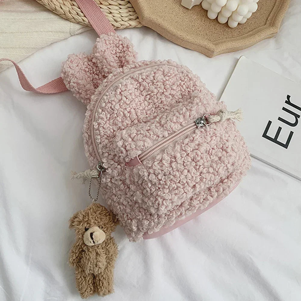 Cute Bunny Ear Plush Backpack for Toddlers – Soft Fleece Daypack