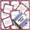 A box of Family Time conversation cards with prompts for gatherings