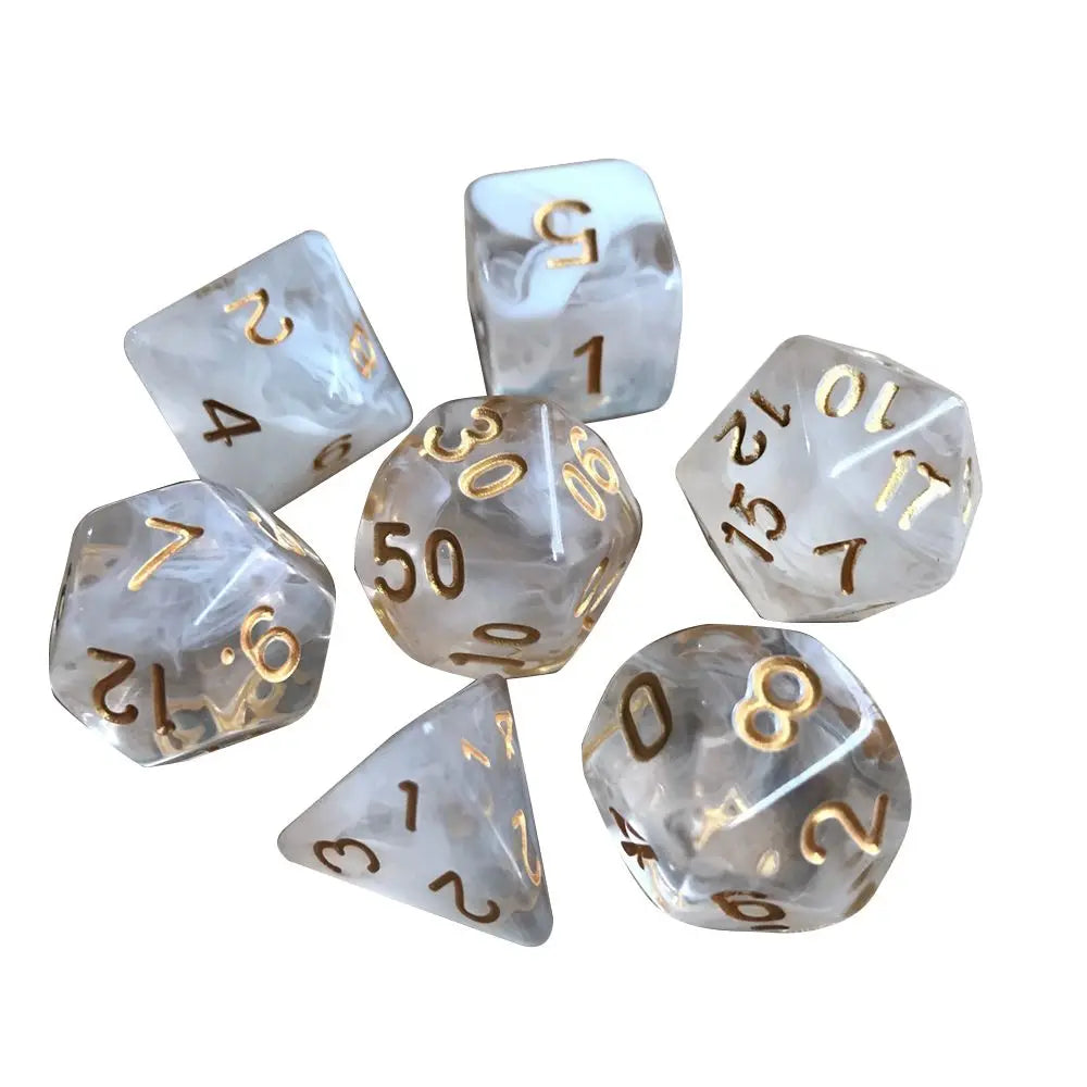 7-Piece Polyhedral Dice Set with Dual-Color Design for RPG and Tabletop Games