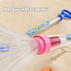 A porous water spray gun is shown spraying a stream of water onto a light-colored surface.