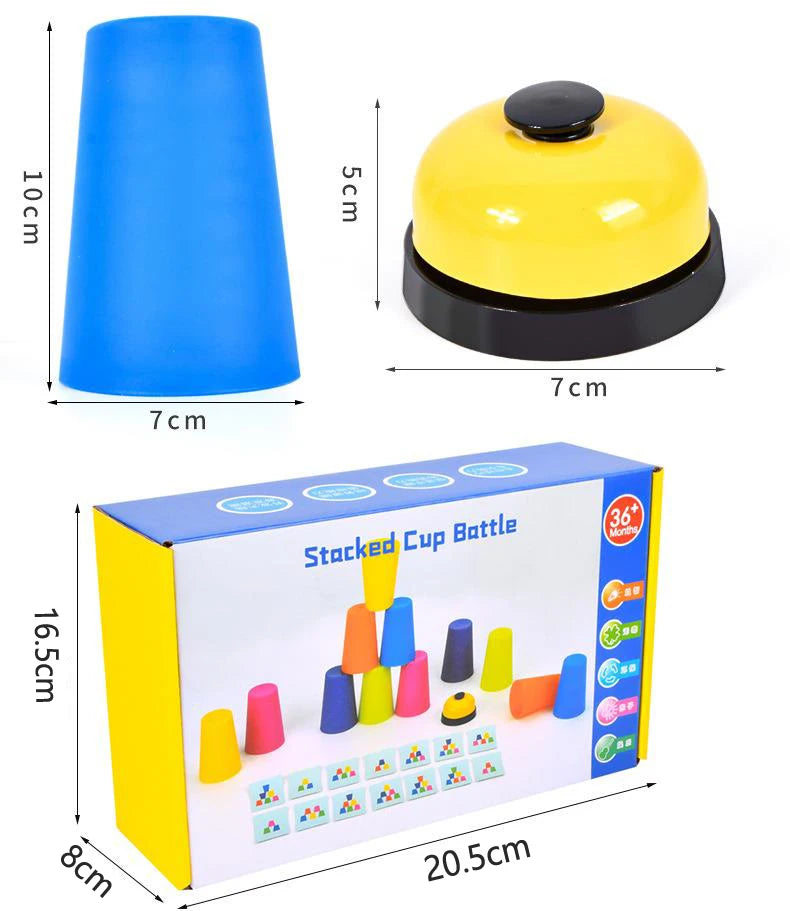 Montessori Stacking Cup Game with Color Cards