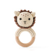 Handcrafted Wooden Crochet Animal Rattle for Babies