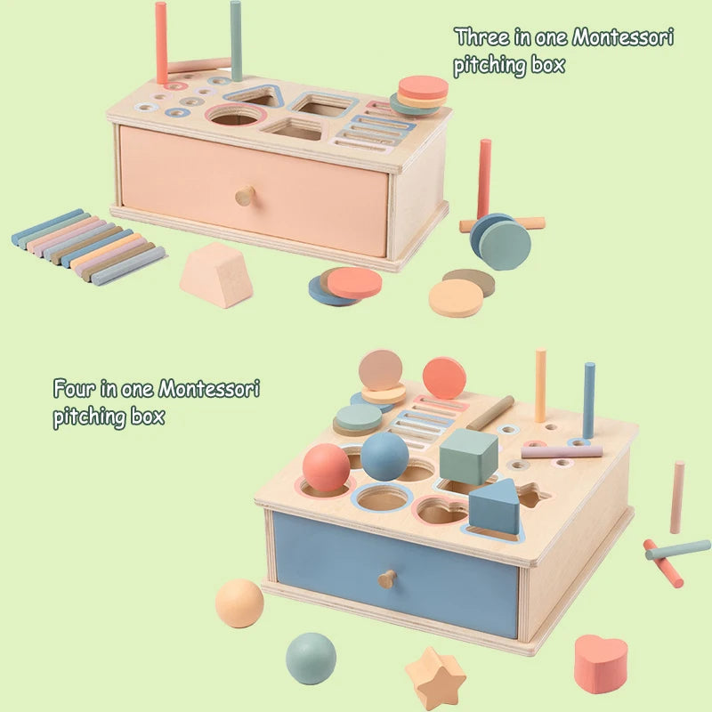 Wooden Color Shape Sorter with Drawer Box – Montessori Learning Toy