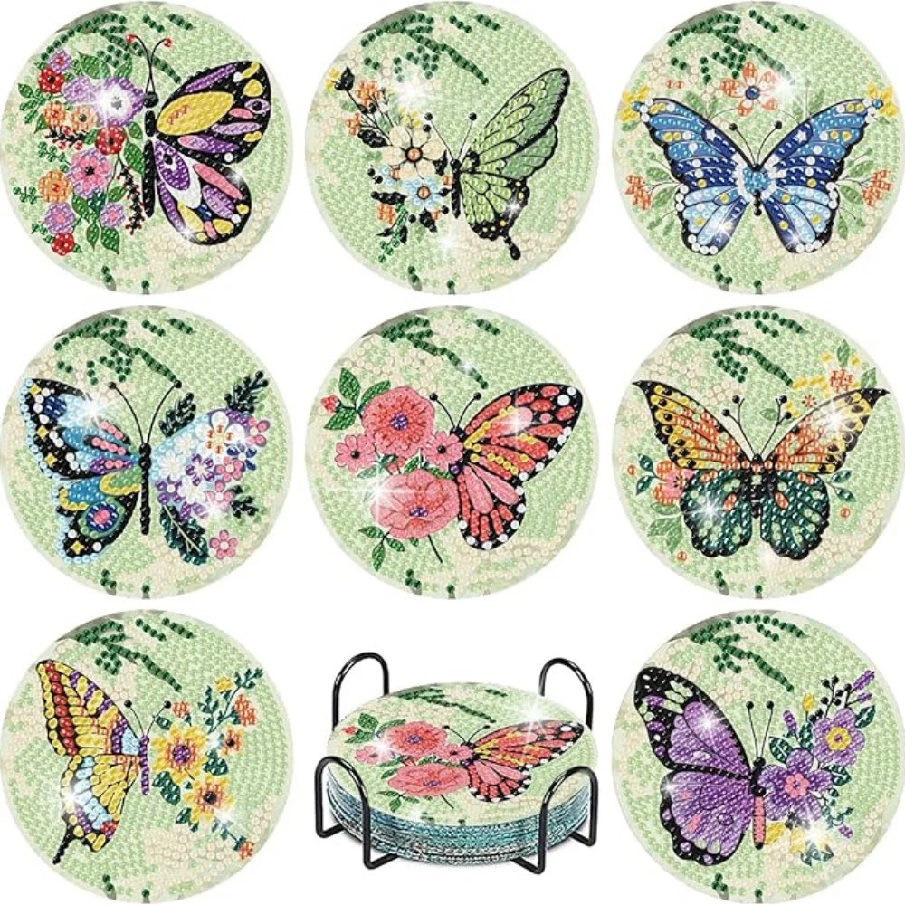 Ocean Series Diamond Art Coaster Kit with Stand – DIY Craft Set for Adults & Beginners