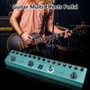A person plays a guitar with an M-Vave Tank-G Guitar Multi-Effects Pedal featuring various controls and knobs.