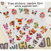 A collection of free stickers featuring various miniature pet animal figures and accessories.