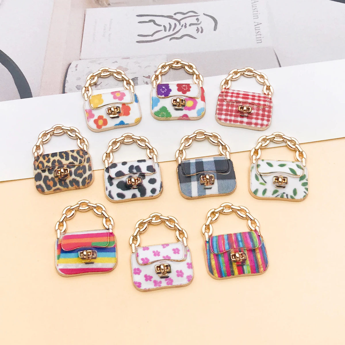 Colorful Enamel Handbag Charms for Jewelry Making
