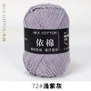 A ball of light purple milk cotton yarn labeled with Chinese characters and a size designation.