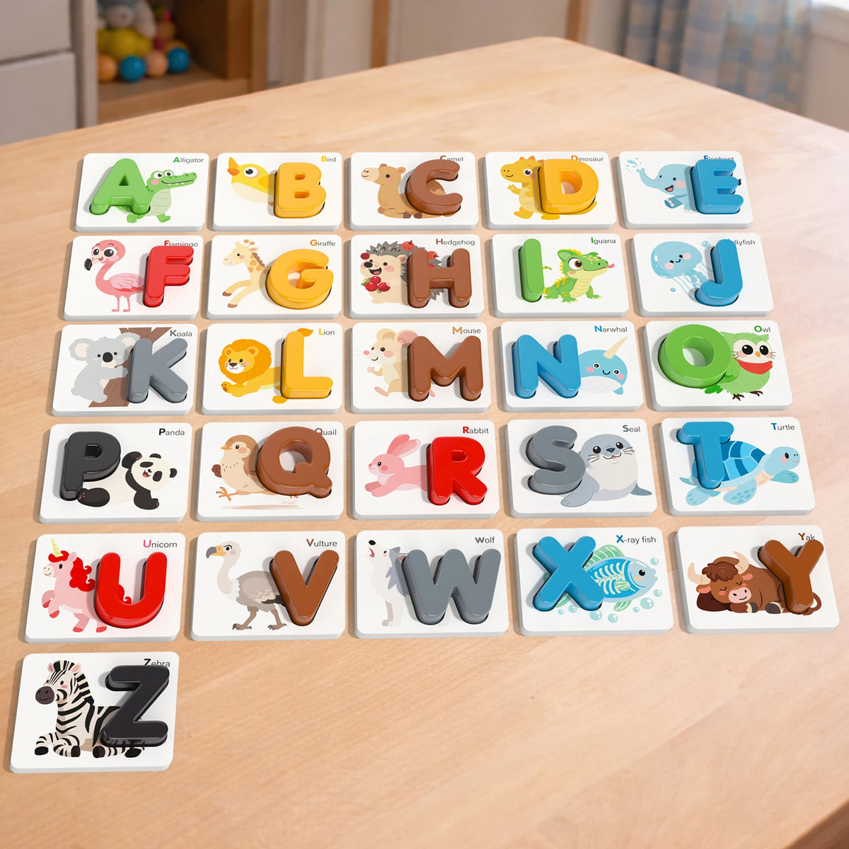 Montessori Wooden Spelling Game with Letter Matching Cards