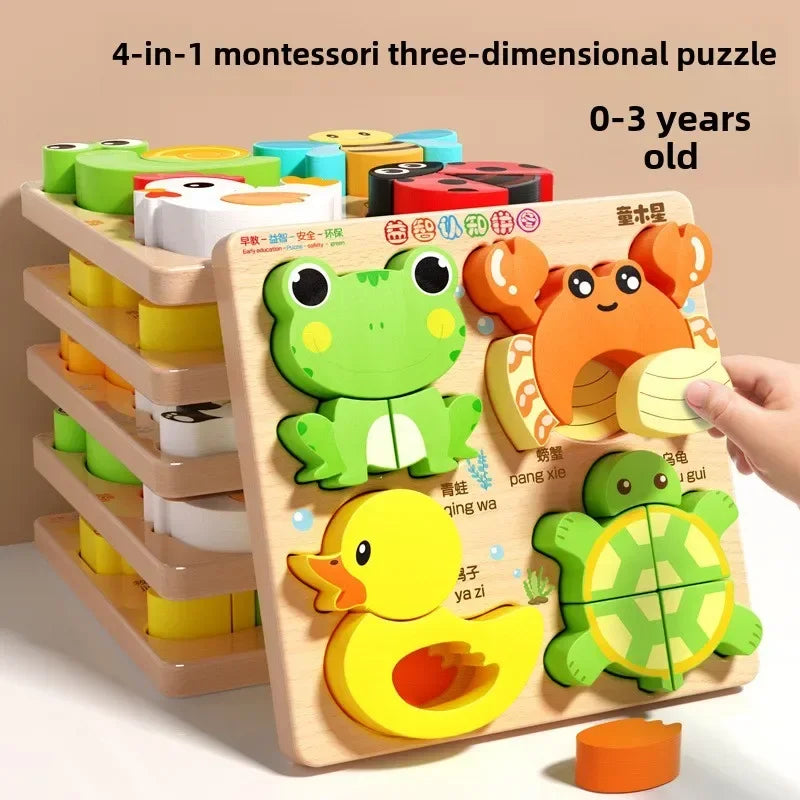Montessori 3D Wooden Animal & Traffic Puzzle for Kids