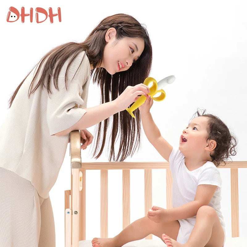 Baby Silicone Teething Brush – Banana Shape Soothing Toothbrush