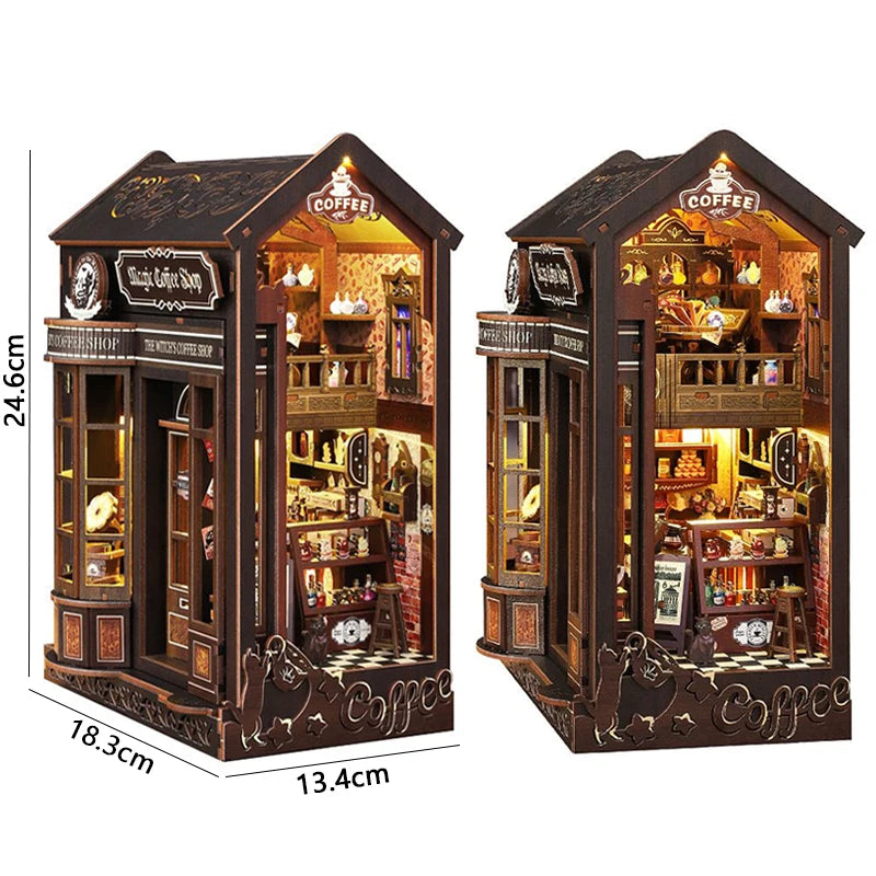 DIY Miniature Book Nook Kit - Retro Wooden Dollhouse Shelf Decor