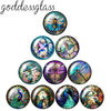 A collection of ten round glass cabochons featuring various insect and nature designs for jewelry making.