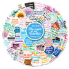 A circular arrangement of inspirational Bible verses and phrases on colorful stickers.