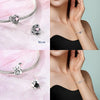 Silver-Plated Heart Charm Bead with Cubic Zirconia for Bracelets and DIY Jewelry