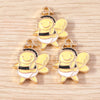 Gold Enamel Honeybee Charms for Jewelry Making (Set of 10)