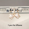 Pink & White Bowknot Phone Dust Plug