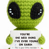 Handmade crochet positive alien pocket hug gift in lime green color