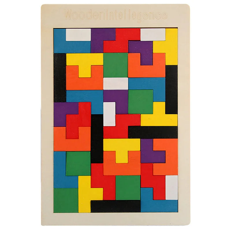 Colorful Wooden Tangram Puzzle – Educational Geometric Shape Toy