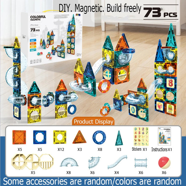 Bloques de construcción magnéticos de tubos de colores y accesorios para niños