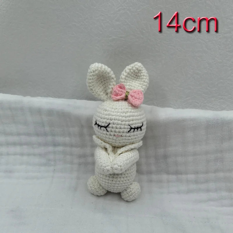 Handmade Amigurumi Plush Toy Set – Fox, Cow & Lamb Sleeping Dolls