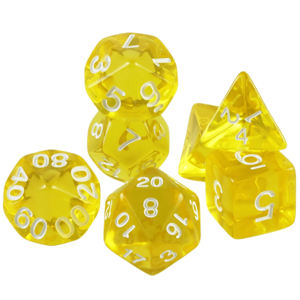 Crystal Clear Polyhedral Dice Set for Tabletop RPGs