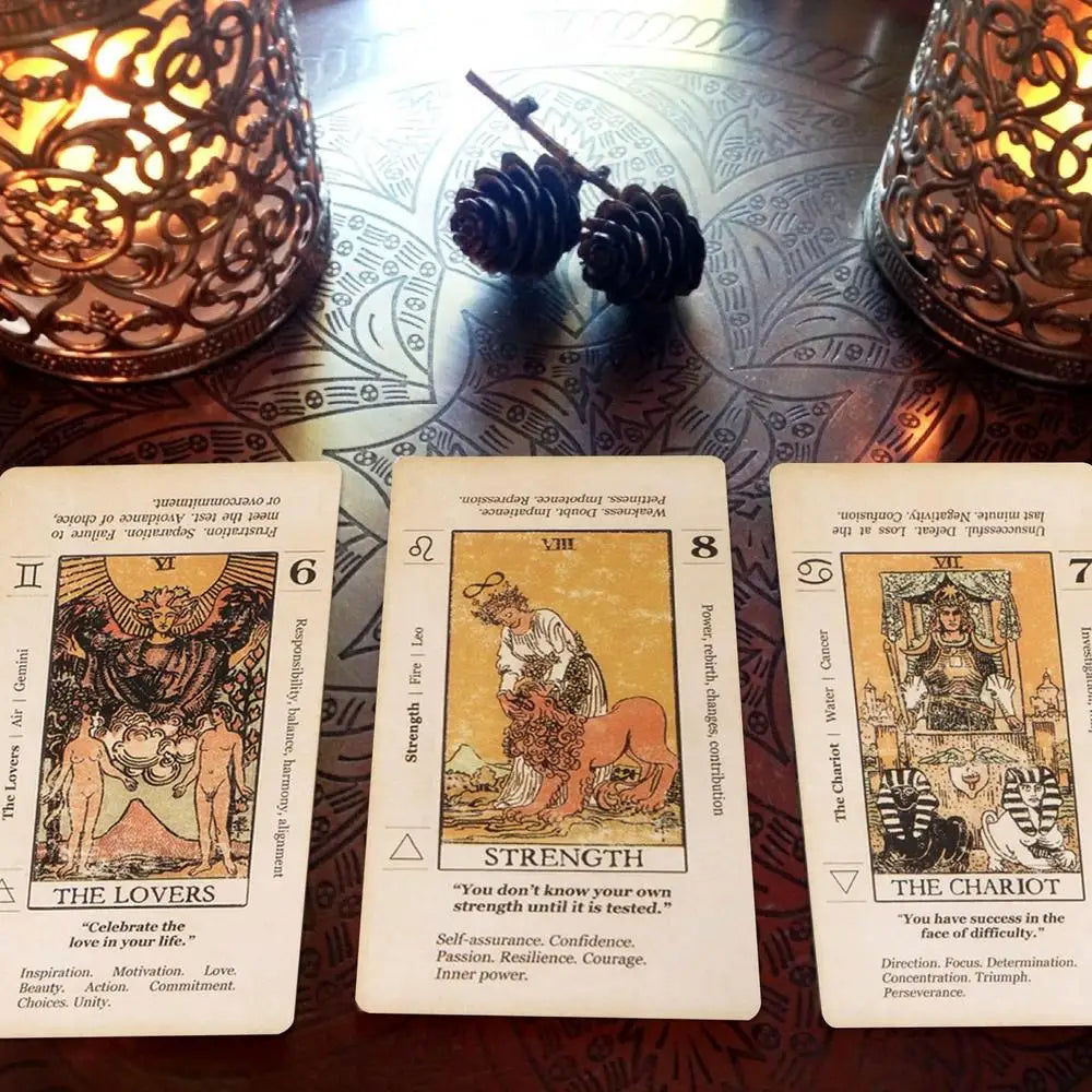 Beginner Tarot Card Deck with Meanings, 78-Card Antiqued Set