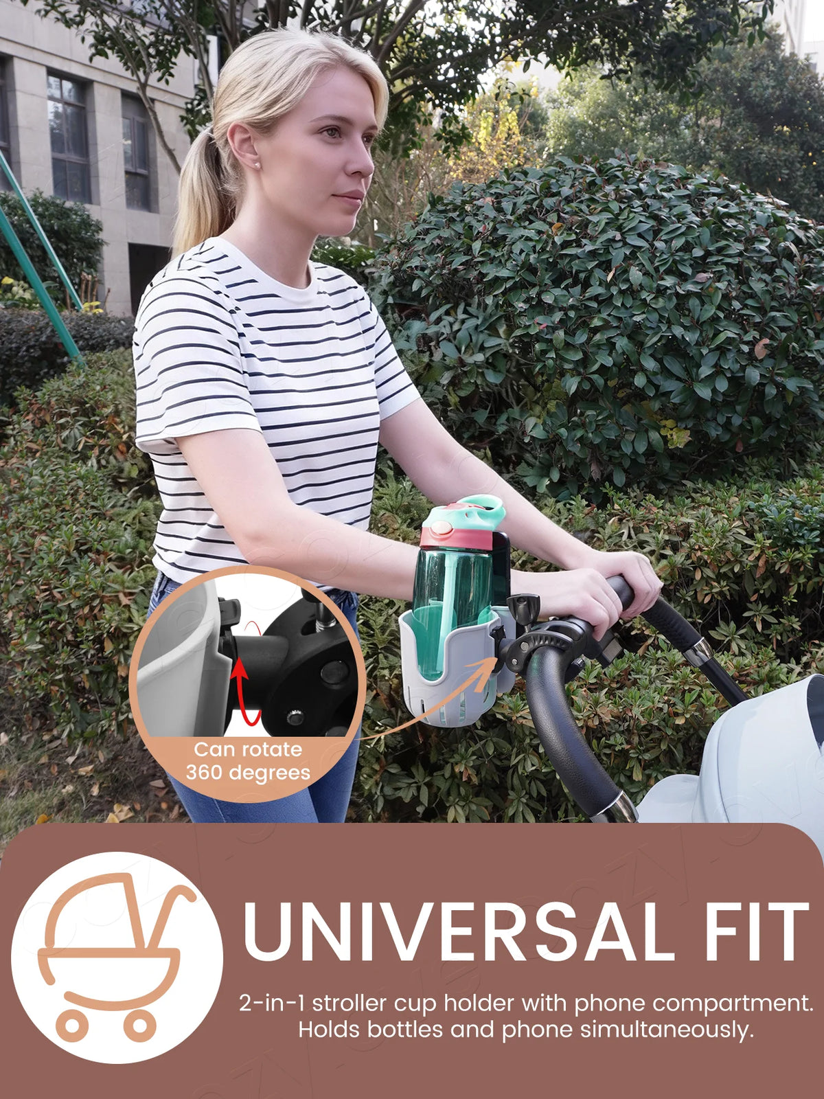 2-in-1 Stroller Cup Holder with Phone Slot