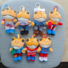 A collection of Bad Bunny El Sapo Concho plush toys in various colors and outfits.