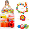 Wooden Animal & Fruit Threading Beads Set for Toddlers