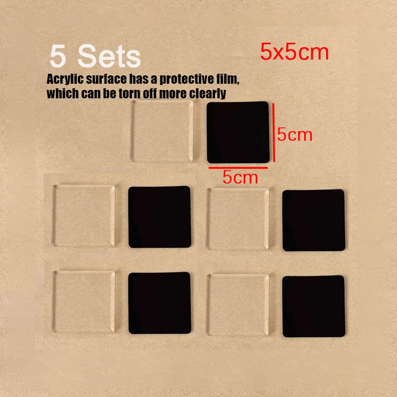 DIY Transparent Acrylic Fridge Magnets with Magnetic Sheet (Set of 5)