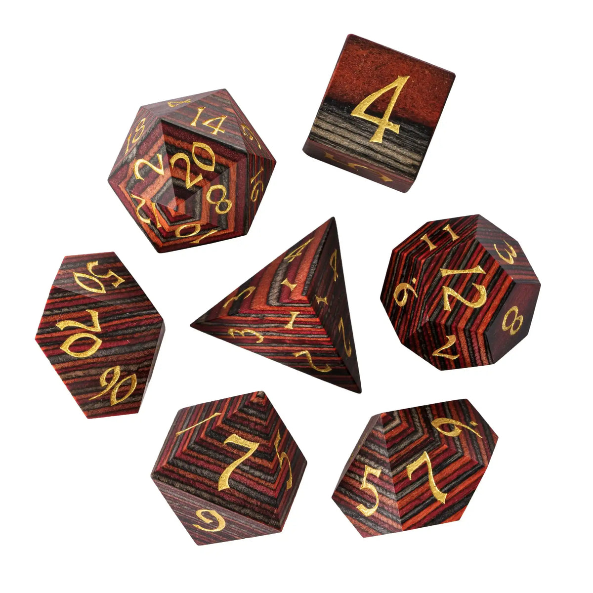Wooden Polyhedral Dice Set for Tabletop RPGs