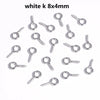 White k 8x4mm mini eye pins with screw threads for jewelry making