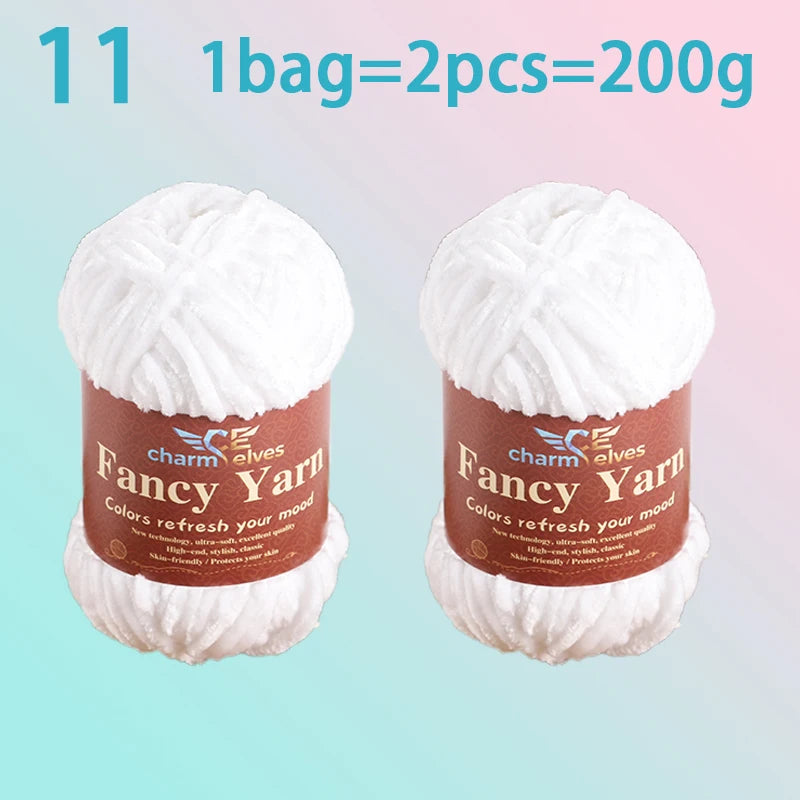 Chenille Velvet Yarn 2-Pack – Soft & Warm for Knitting and Crochet
