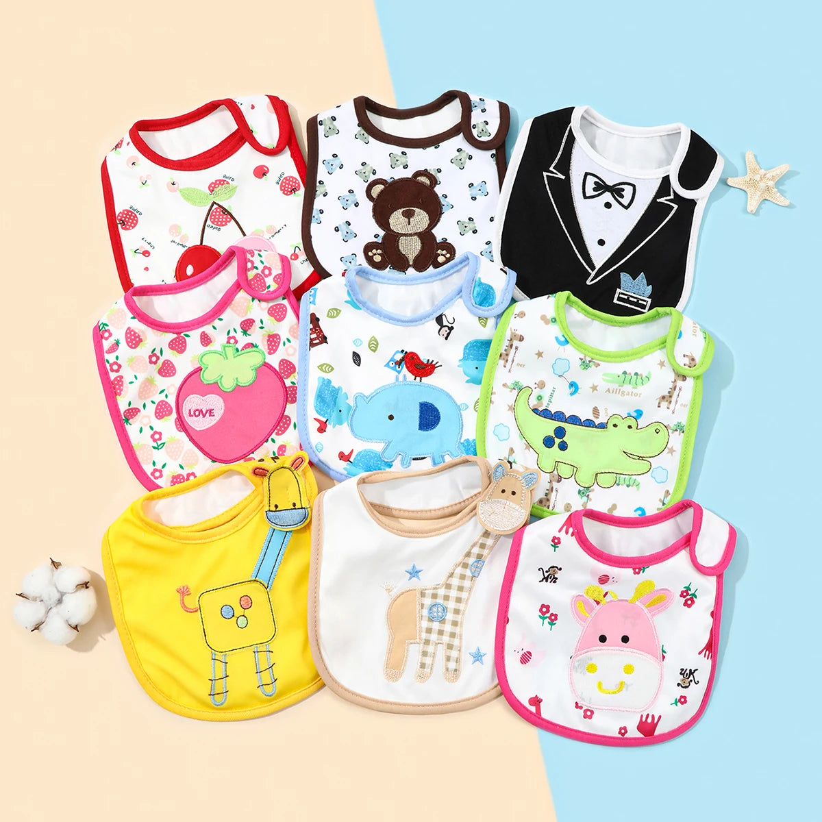 Waterproof Baby Feeding Bibs and Burp Cloths Set (5-Piece)