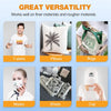 Various products including T-shirts, pillows, bags, masks, shoes, and a cap made with matte clear DTF transfer film sheets