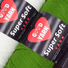 A close-up of a package of red and black acrylic yarn labeled Good Yarn Super Yarn