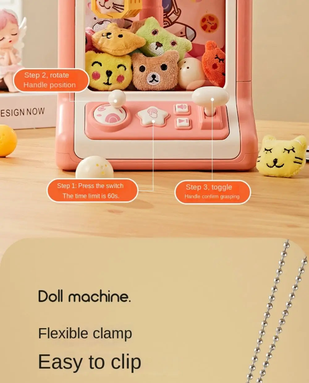Mini Claw Machine Toy with Lights and Music for Kids