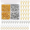 Assortment of gold and silver lobster clasps and open jump rings for jewelry making