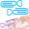 A set of two light blue heart-shaped canvas clips for diamond painting