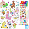 A colorful box of sparkle gem stickers and a green painting tool kit for kids