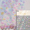 Flat sheet of 5D Bronzing Gothic Nail Art stickers featuring various pastel heart shapes