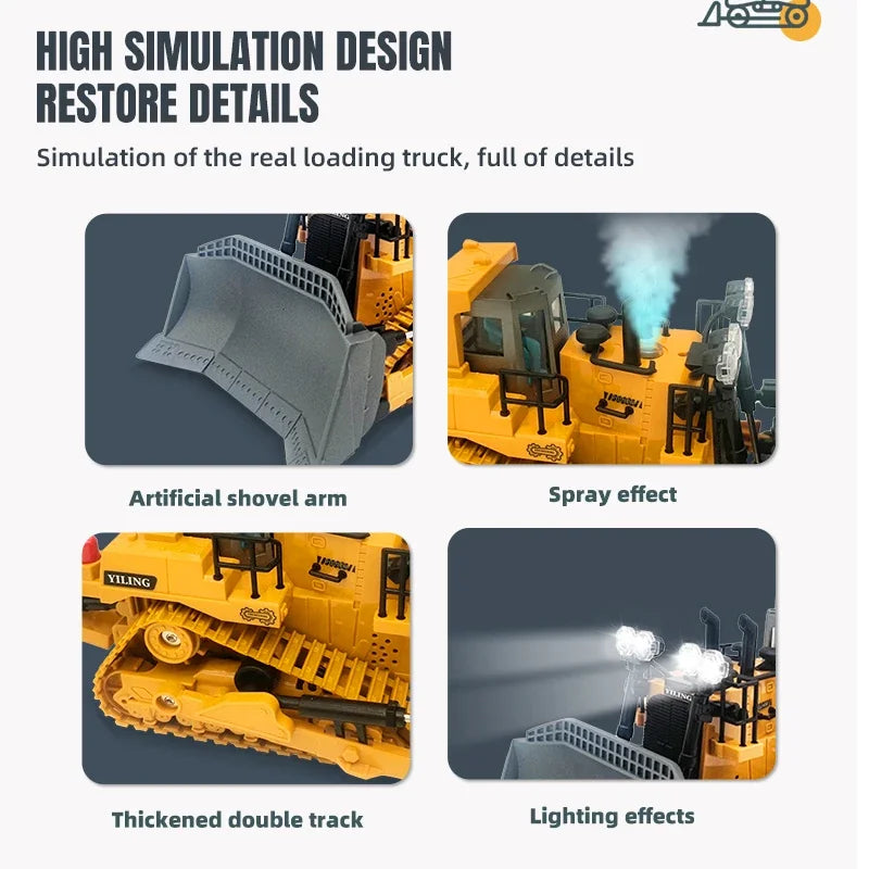Remote Controlled Bulldozer with Working Shovel and Lights