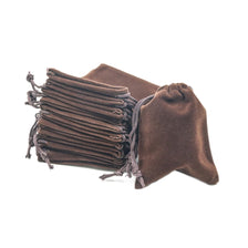 A dark brown compact drawstring dice bag with a drawstring closure.
