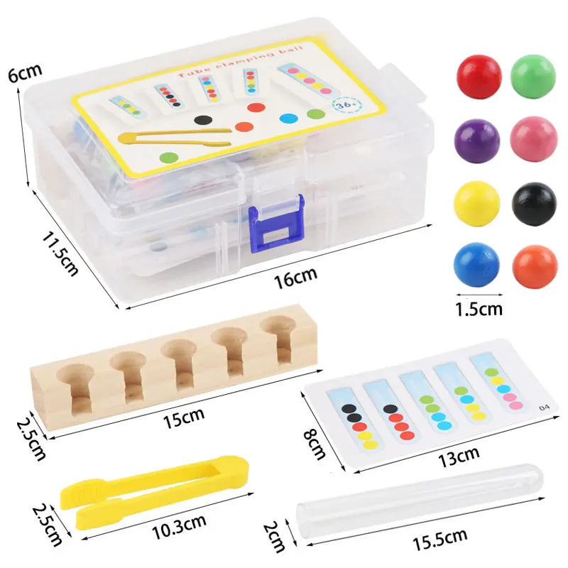 Montessori Wooden Test Tube Bead Sorting Game for Toddlers