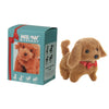 A box for an interactive plush robot puppy toy with walking and barking features.