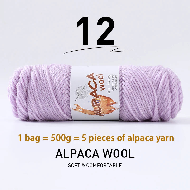 Luxurious Alpaca Wool Blend Yarn — 500g Thick Knitting Yarn
