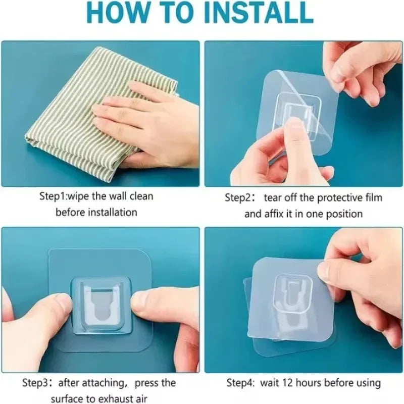 Clear Double-Sided Adhesive Wall Hooks