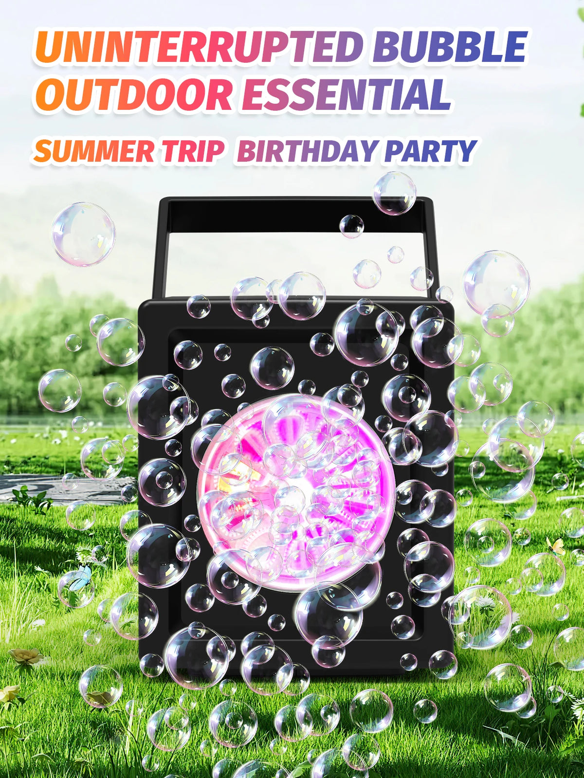 Automatic Bubble Machine for Kids – No Batteries Needed