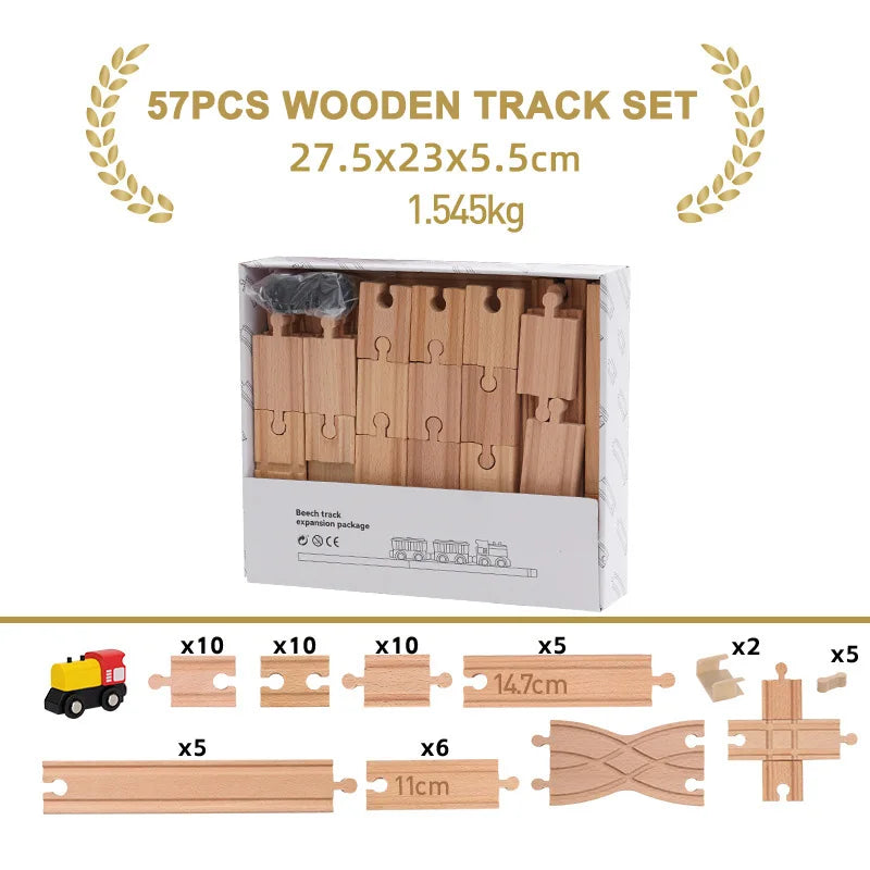 Wooden Train Track Expansion Set – Compatible with All Major Brands